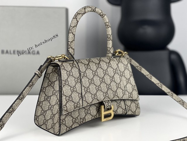 Balenciaga專櫃新款手提包 巴黎世家GGBL聯名系列Hourglass印花老花S號沙漏包 fyj1386